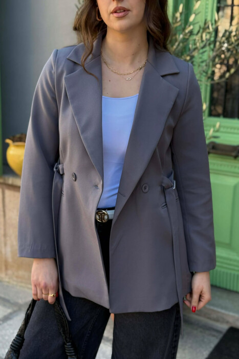 ONE COLOR LACING WAIST WOMAN JACKET DARK GREY/GEE - 2