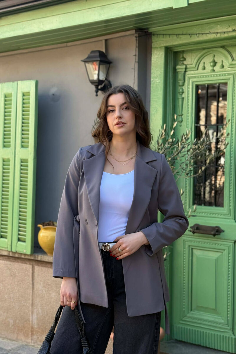 ONE COLOR LACING WAIST WOMAN JACKET DARK GREY/GEE - 3