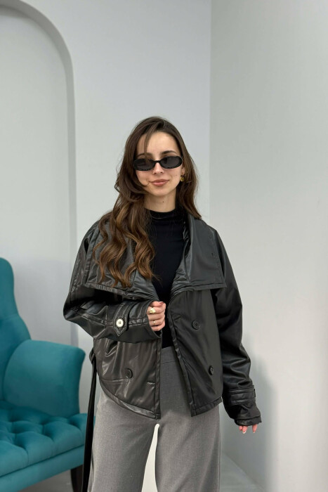 XHAKETE LEKURE NJE NGJYRESHE ME LIDHESE PER FEMRA NË NGJYRE TE ZEZE - KLAUDIO FASHION