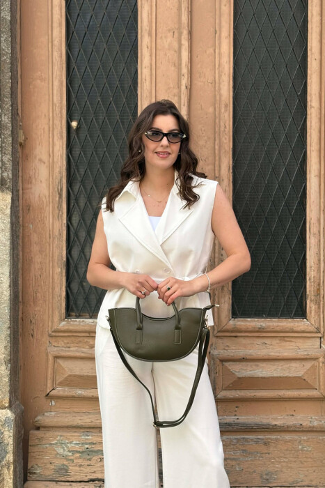 ONE COLOR LEATHER SIMPLE WOMAN BAG OLIVE/ULLI - KLAUDIO FASHION