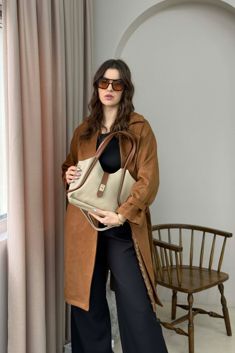 ONE COLOR LEATHER SIMPLE WOMEN BAG BEIGE/BEZHE - 2