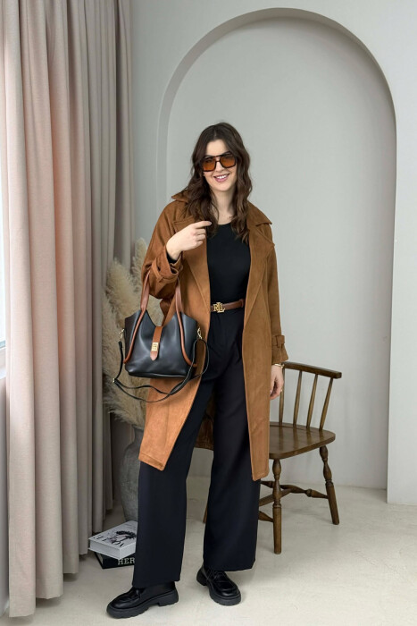 ONE COLOR LEATHER SIMPLE WOMEN BAG BLACK-BROWN/ZEKA - 3