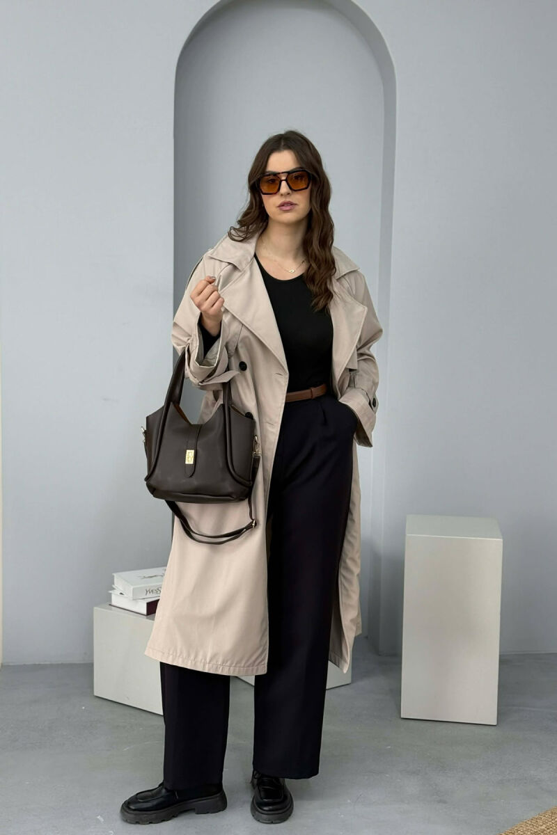 ONE COLOR LEATHER SIMPLE WOMEN BAG DARK BROWN/KAE - 4