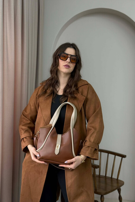 ONE COLOR LEATHER SIMPLE WOMEN BAG LIGHT BROWN/KAZB - 2