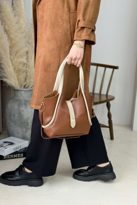 ONE COLOR LEATHER SIMPLE WOMEN BAG LIGHT BROWN/KAZB - 5