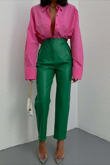 PANTALLONA LEKURE TE THJESHTA NJE NGJYRESHE PER FEMRA NE NGJYRE JESHILE 