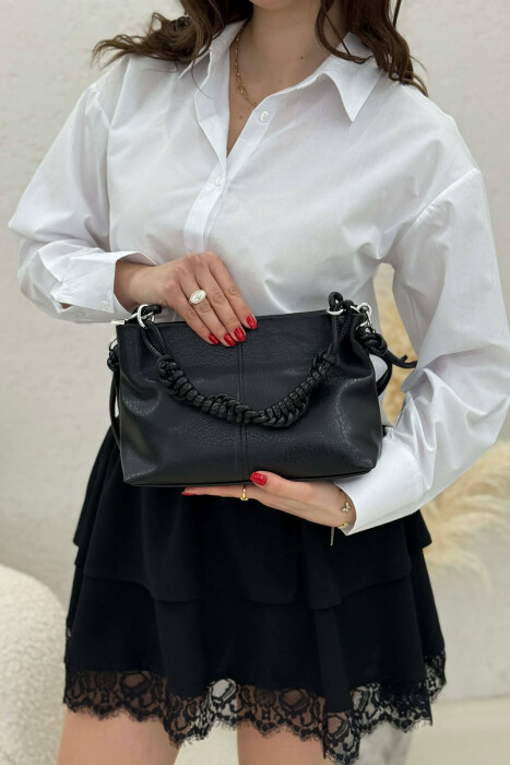 ONE COLOR LEATHER WOMAN BAG BLACK/ E ZEZE 