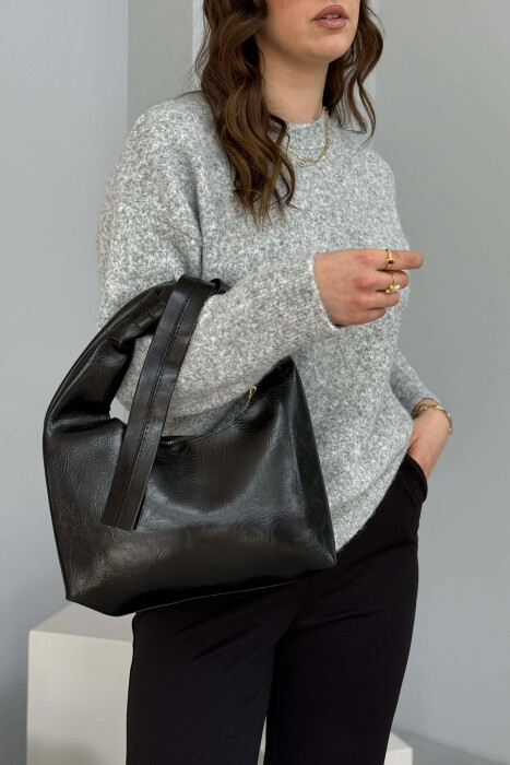 ONE COLOR LEATHER WOMAN BAG BLACK/ E ZEZE 