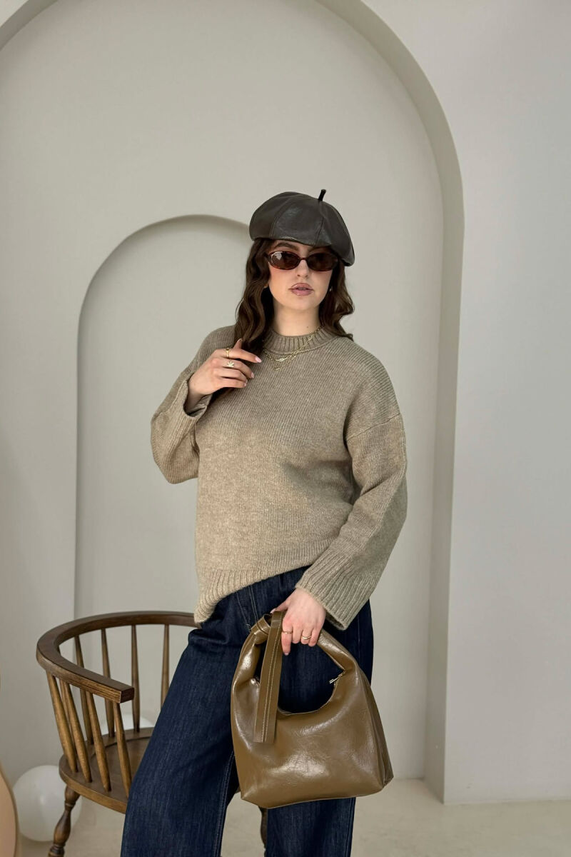 ONE COLOR LEATHER WOMAN BAG BROWN/KAFE - 2