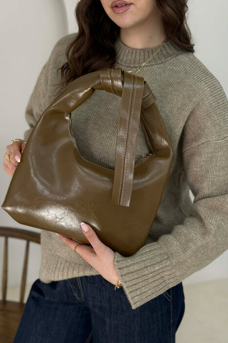 ONE COLOR LEATHER WOMAN BAG BROWN/KAFE - 6