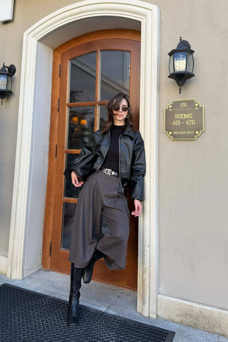 ONE COLOR LEATHER WOMAN JACKET BLACK/ E ZEZE - 5