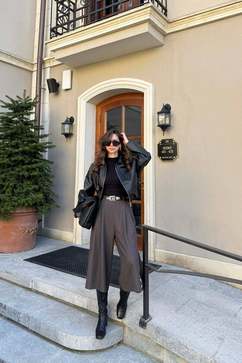 ONE COLOR LEATHER WOMAN JACKET BLACK/ E ZEZE - 7