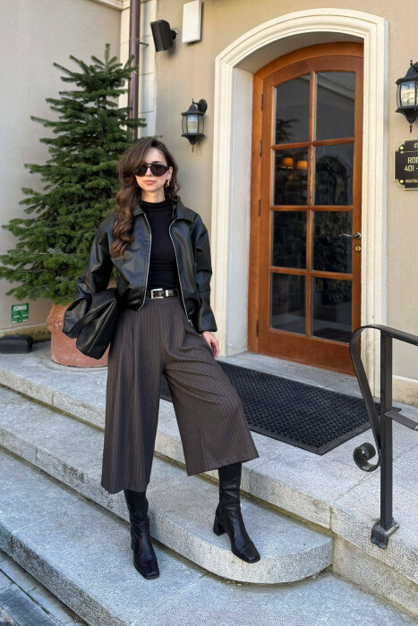 ONE COLOR LEATHER WOMAN JACKET BLACK/ E ZEZE - 9