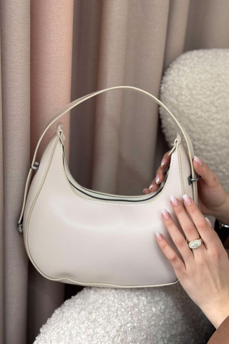 ONE COLOR LEATHER WOMEN BAG CREAM/KREM - 1