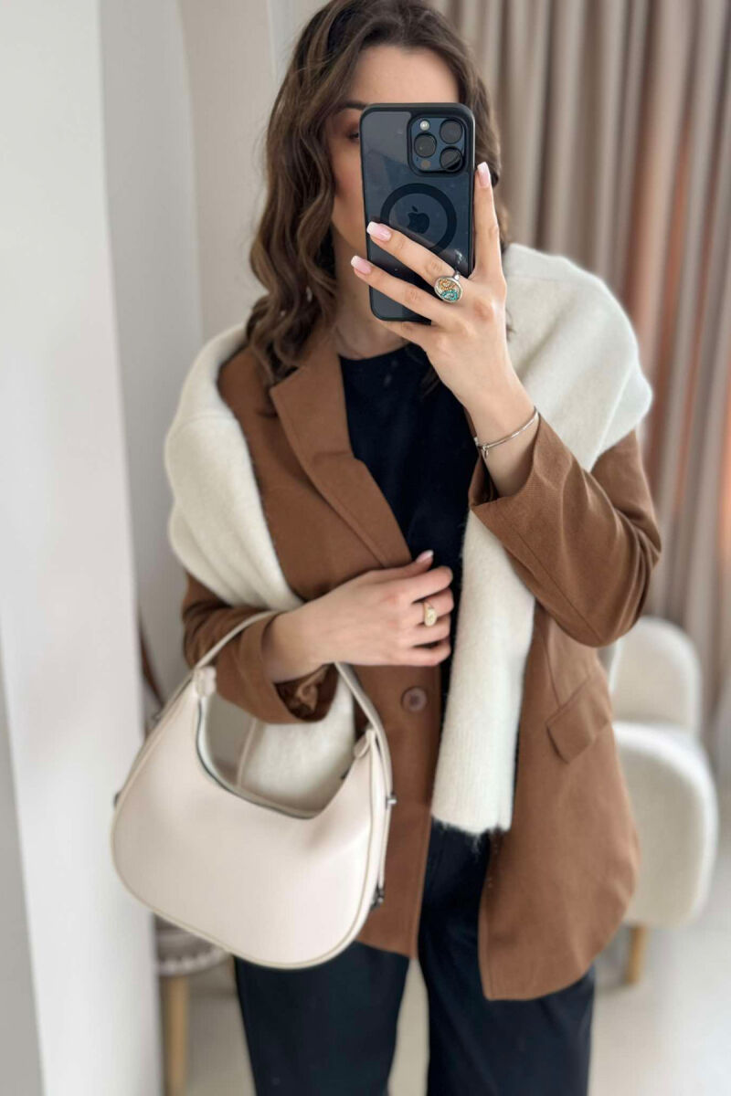 ONE COLOR LEATHER WOMEN BAG CREAM/KREM - 2