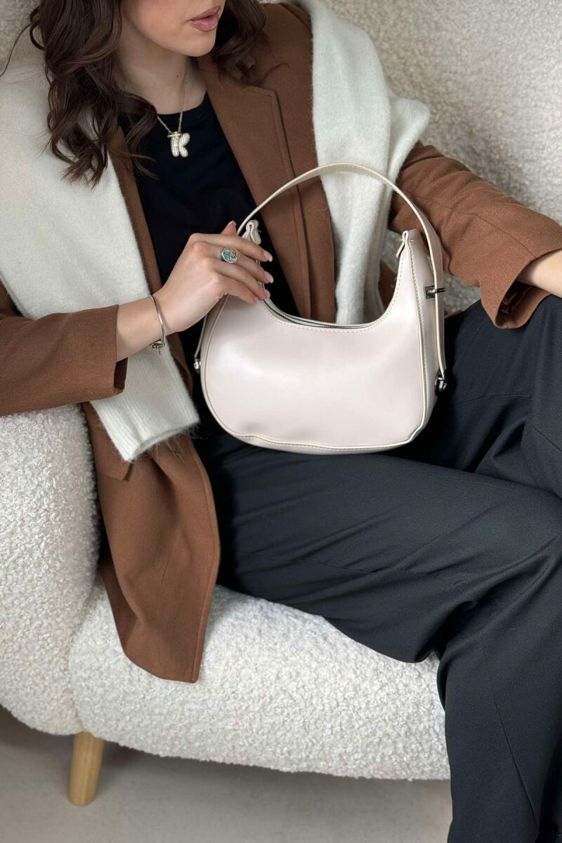 ONE COLOR LEATHER WOMEN BAG CREAM/KREM - 3