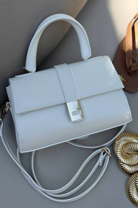 ONE COLOR LEATHER WOMEN BAG WHITE-E BARDHE 