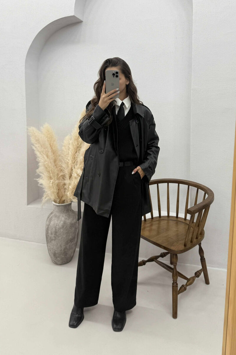 ONE COLOR LEATHER WOMEN JACKET BLACK/ E ZEZE - 1