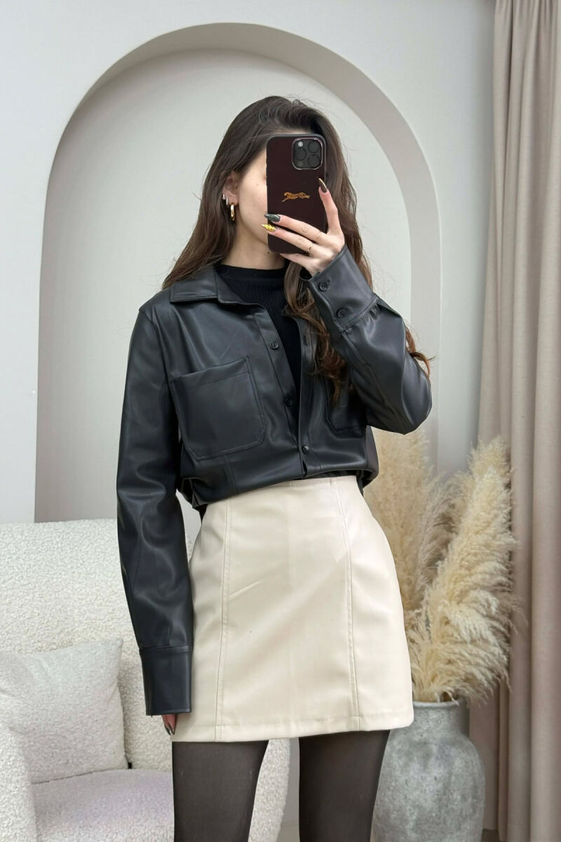 ONE COLOR LEATHER WOMEN JACKET BLACK/ E ZEZE - 8