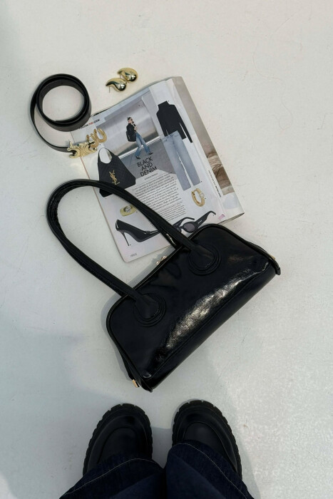 ONE COLOR LEATHER ZIPPER WOMAN BAG BLACK/ E ZEZE - 6