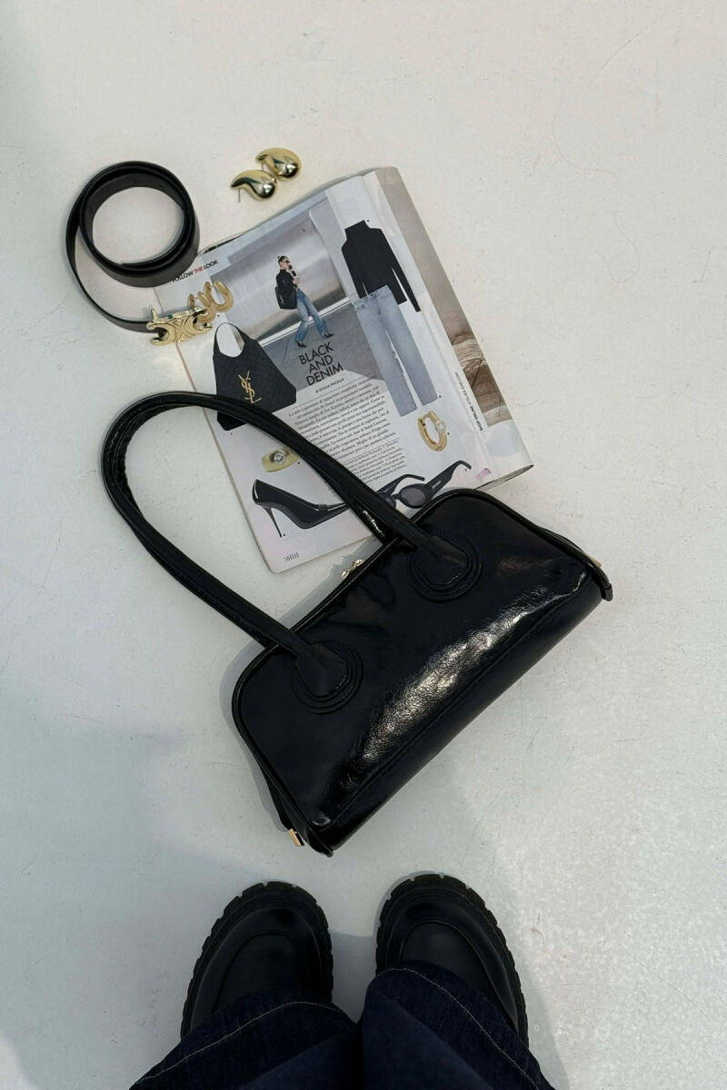 ONE COLOR LEATHER ZIPPER WOMAN BAG BLACK/ E ZEZE - 6