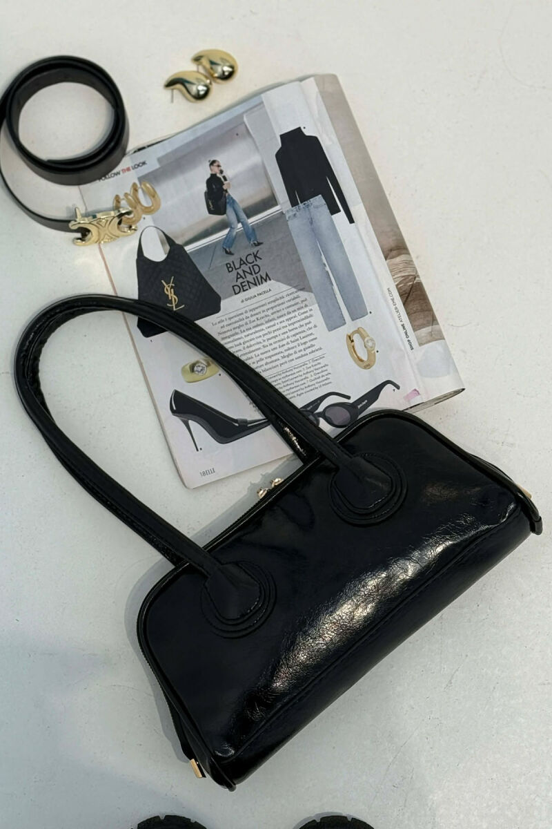 ONE COLOR LEATHER ZIPPER WOMAN BAG BLACK/ E ZEZE - 9