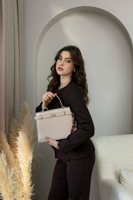 ONE COLOR LEATHER ZIPPER WOMEN BAG BEIGE/BEZHE - 2