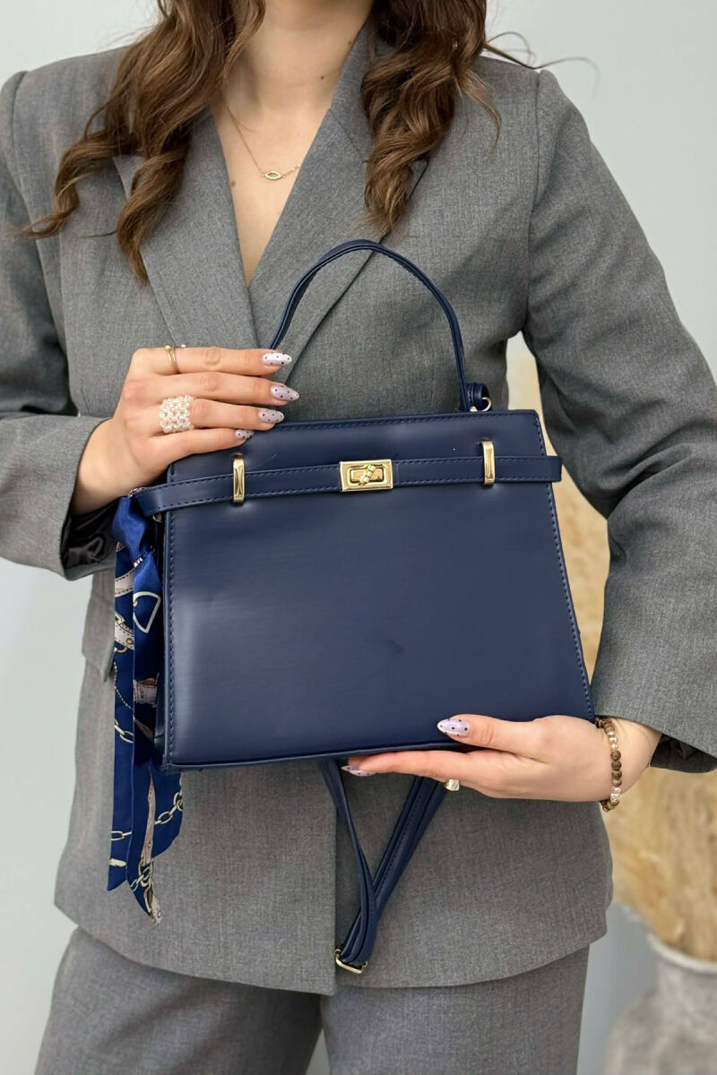 ONE COLOR LEATHER ZIPPER WOMEN BAG BLUE/BLU - 2