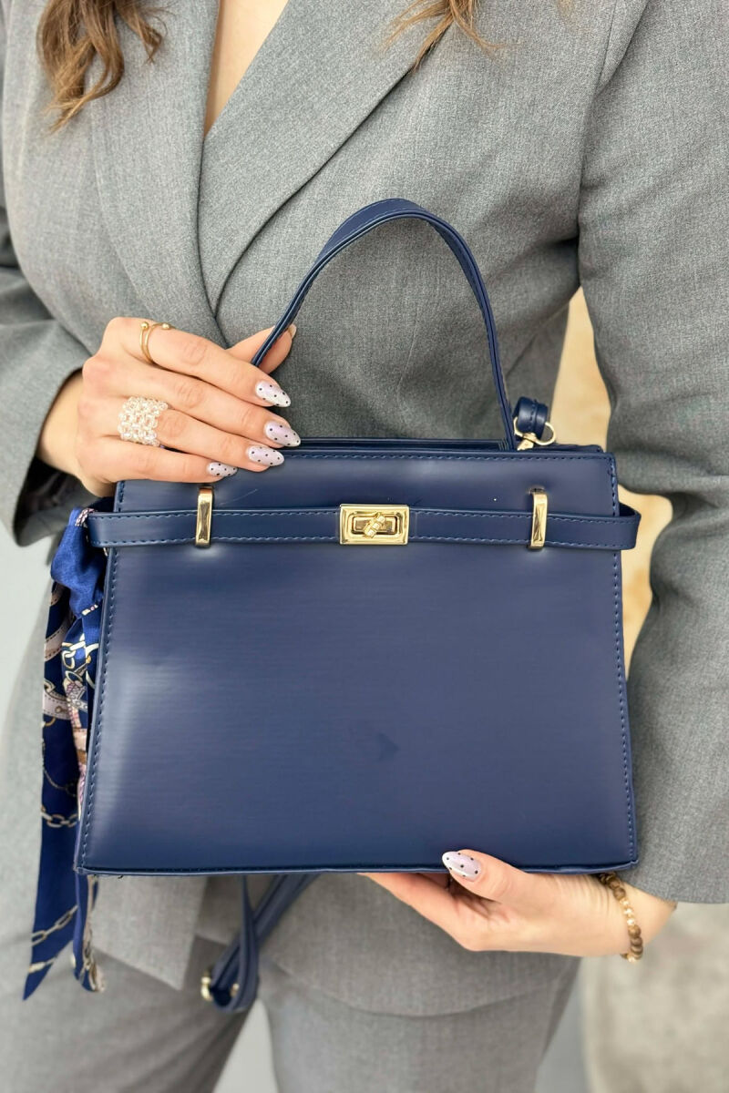 ONE COLOR LEATHER ZIPPER WOMEN BAG BLUE/BLU - 4