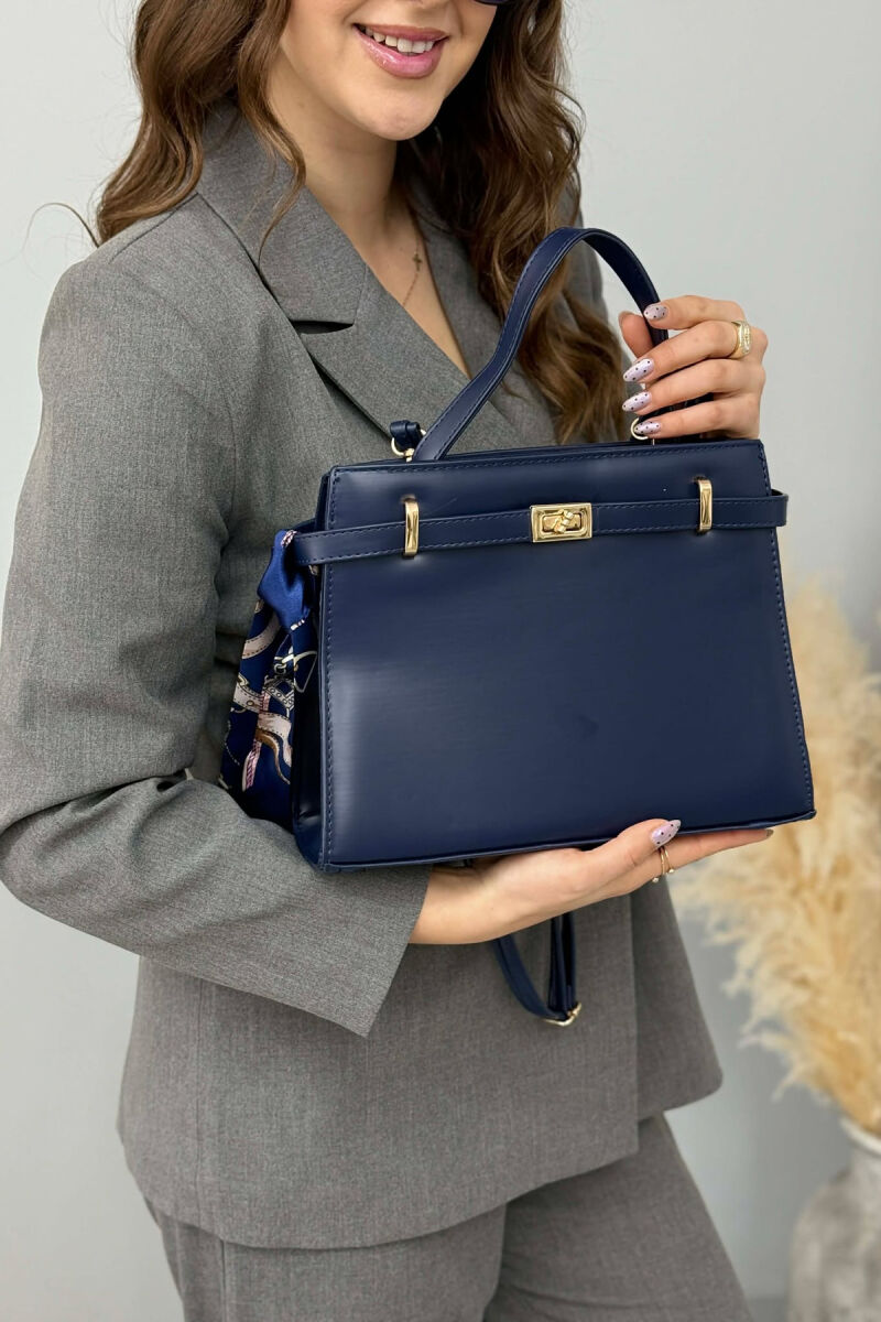 ONE COLOR LEATHER ZIPPER WOMEN BAG BLUE/BLU - 7