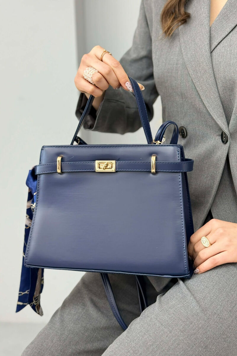 ONE COLOR LEATHER ZIPPER WOMEN BAG BLUE/BLU - 8