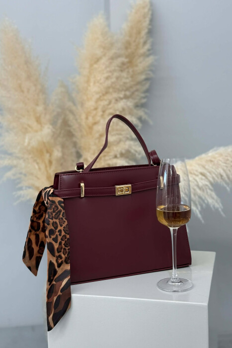 ONE COLOR LEATHER ZIPPER WOMEN BAG BURGUNDY/VISHNJE - 5