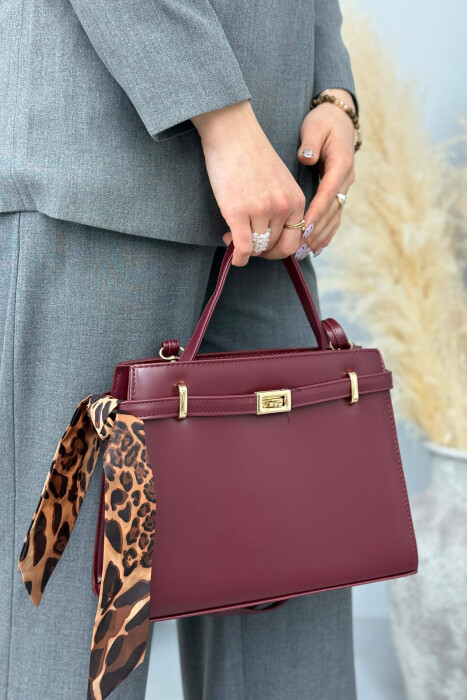 ONE COLOR LEATHER ZIPPER WOMEN BAG BURGUNDY/VISHNJE 