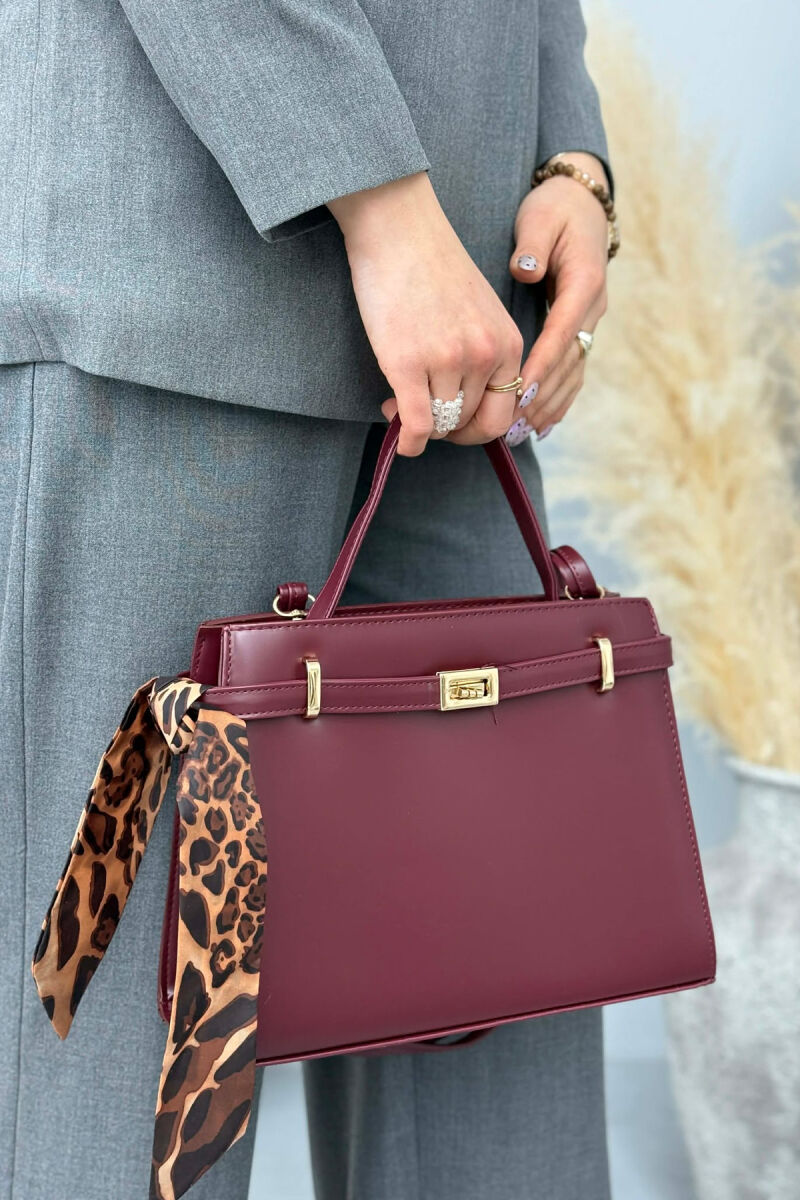 ONE COLOR LEATHER ZIPPER WOMEN BAG BURGUNDY/VISHNJE - 1