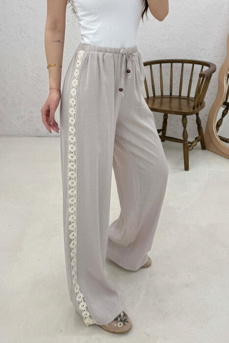 ONE COLOR LINEN WOMAN TROUSERS BEIGE/BEZHE - 2
