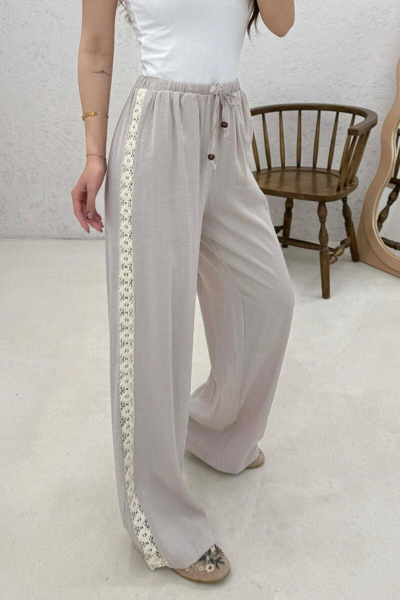 ONE COLOR LINEN WOMAN TROUSERS BEIGE/BEZHE - 2