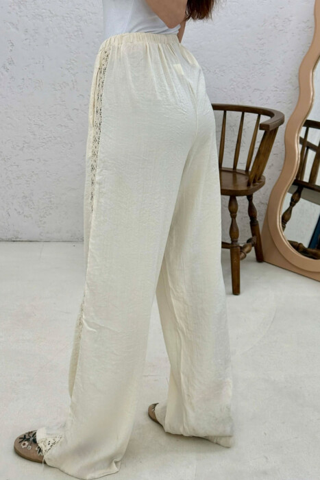 ONE COLOR LINEN WOMAN SWEATPANTS CREAM/KREM - 3