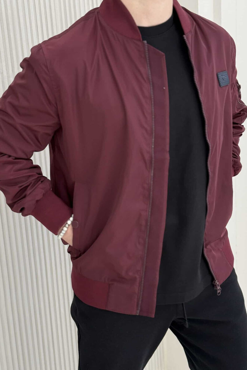 ONE COLOR LIGHT BOMBER MEN JACKET BURGUNDY/VISHNJE - 3