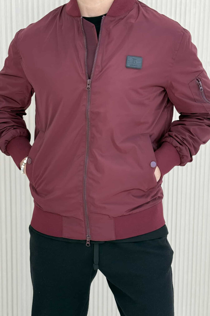 ONE COLOR LIGHT BOMBER MEN JACKET BURGUNDY/VISHNJE - 4