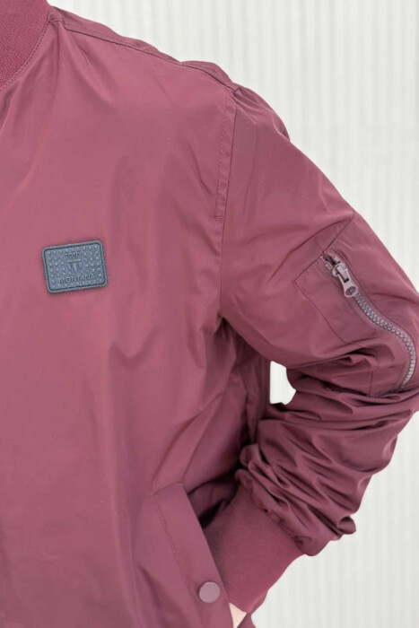 ONE COLOR LIGHT BOMBER MEN JACKET BURGUNDY/VISHNJE - 5