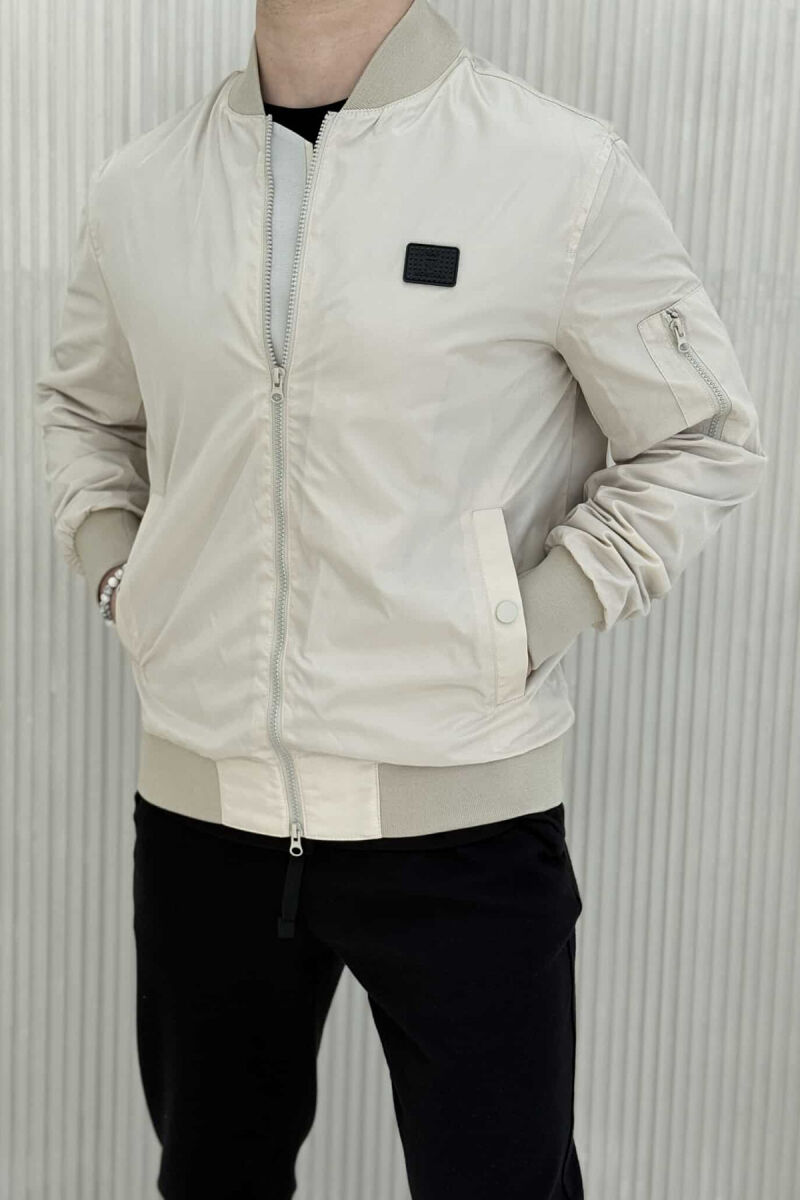 ONE COLOR LIGHT BOMBER MEN JACKET CREAM/KREM - 3