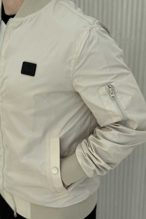 ONE COLOR LIGHT BOMBER MEN JACKET CREAM/KREM - 5