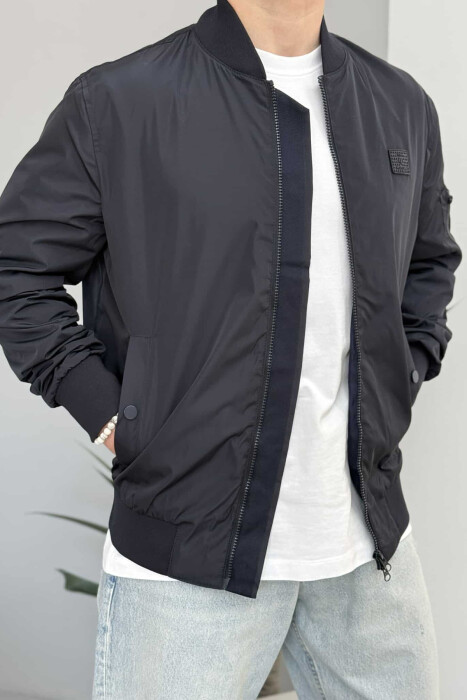 ONE COLOR LIGHT BOMBER MEN JACKET DARK BLUE/BEE 