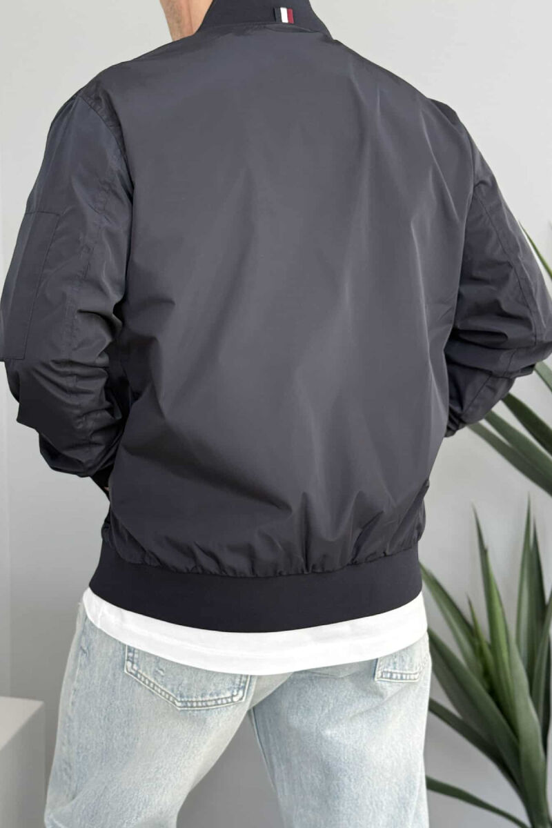 ONE COLOR LIGHT BOMBER MEN JACKET DARK BLUE/BEE - 3