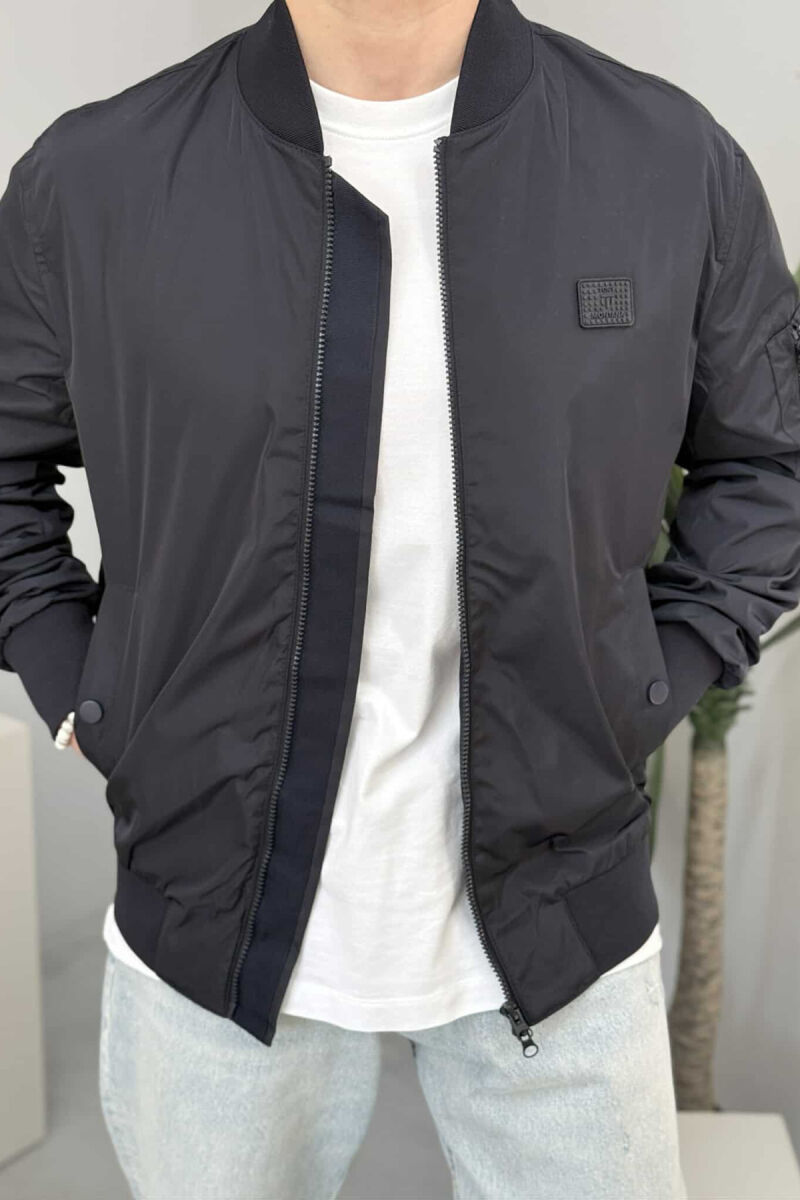 ONE COLOR LIGHT BOMBER MEN JACKET DARK BLUE/BEE - 4
