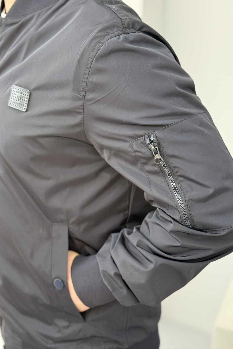 ONE COLOR LIGHT BOMBER MEN JACKET DARK BLUE/BEE - 5