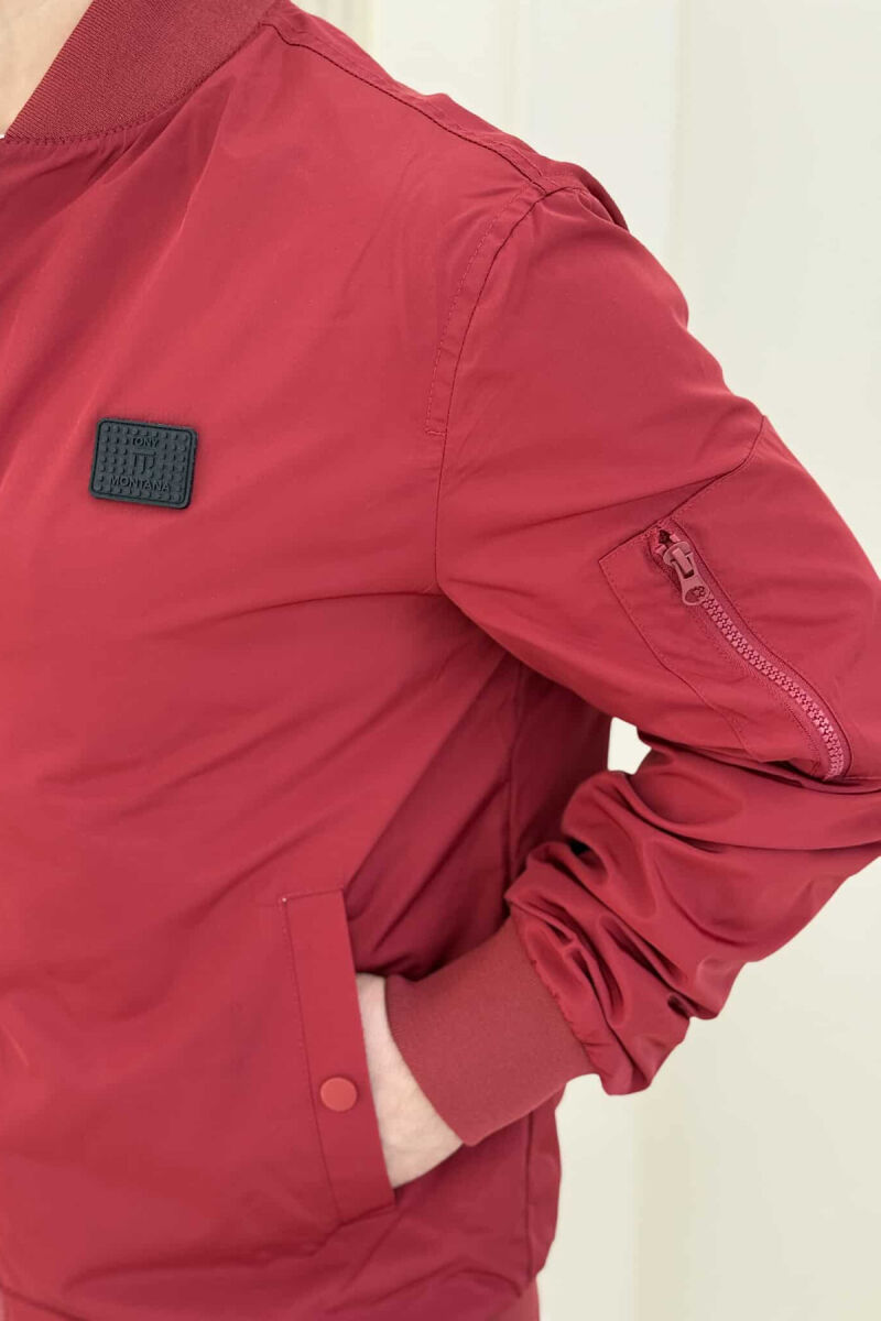 ONE COLOR LIGHT BOMBER MEN JACKET RED/E KUQE - 5