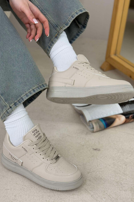 ONE COLOR LITTLE WRITTINGS WOMEN SNEAKERS BEIGE/BEZHE - 1