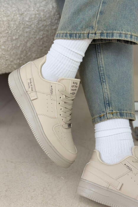 ONE COLOR LITTLE WRITTINGS WOMEN SNEAKERS BEIGE/BEZHE - 3