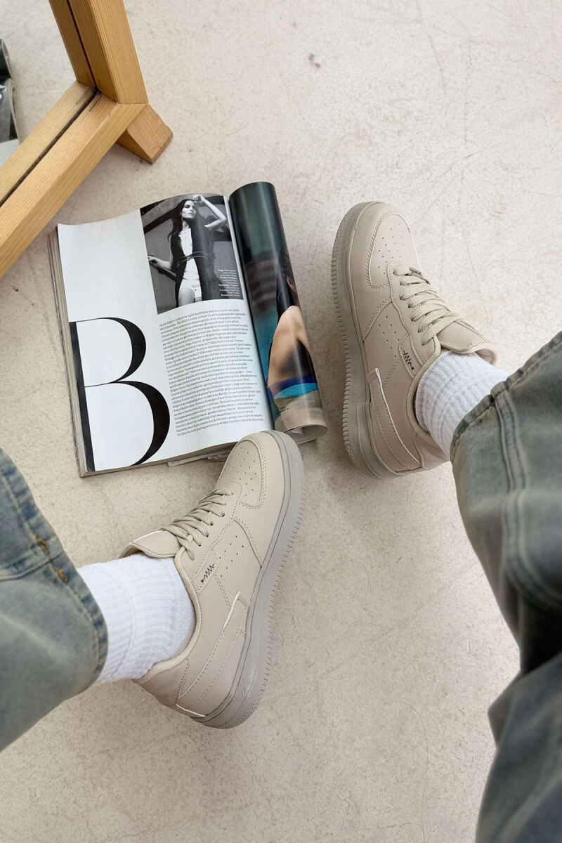 ONE COLOR LITTLE WRITTINGS WOMEN SNEAKERS BEIGE/BEZHE - 4